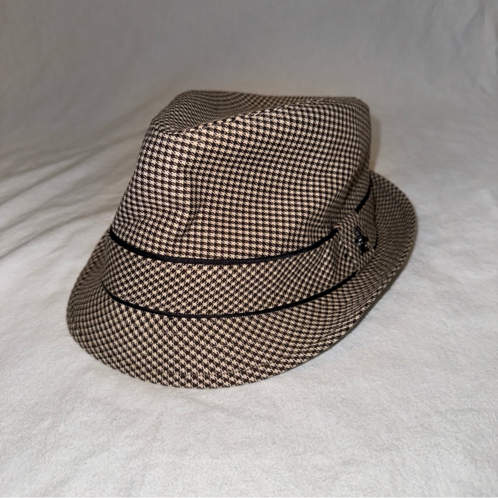 New Original Penguin Brown Houndstooth Fedora Hat